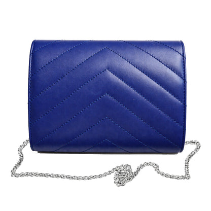 Val Blue silver luxury clutch by sellenes back view