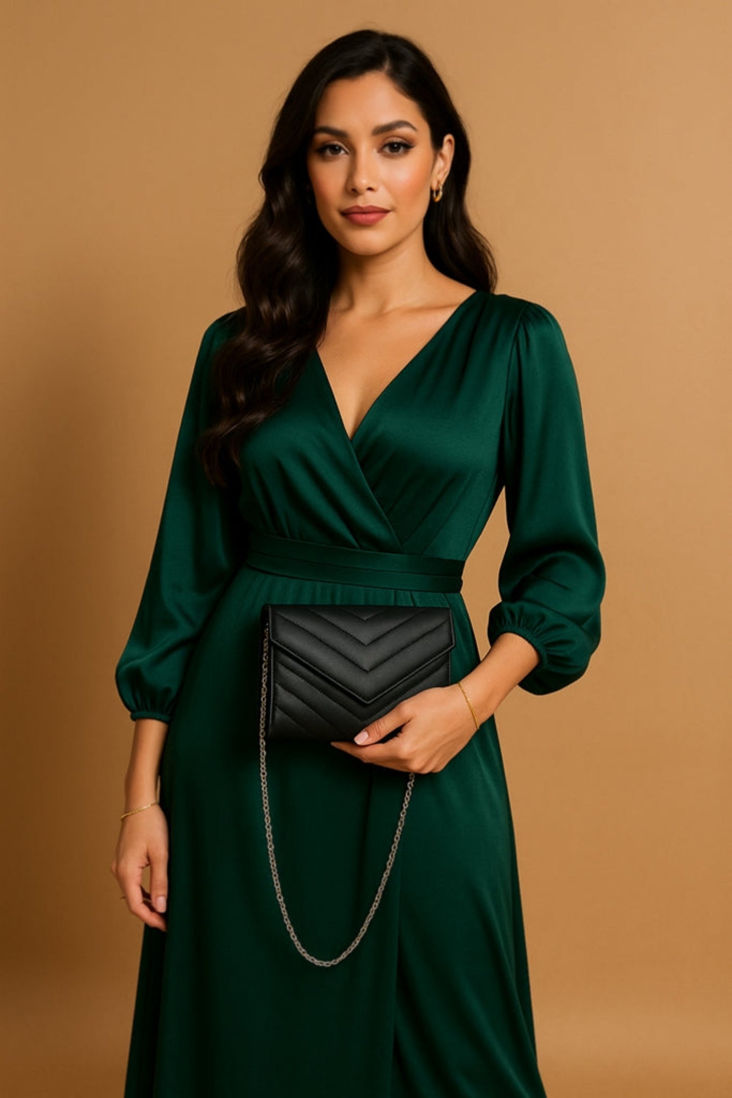 Val clutch - luxury black leather clutch crossbody bag