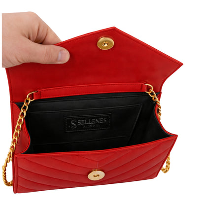 Val Red Clutch by Sellenes - luxury clutch inside view
