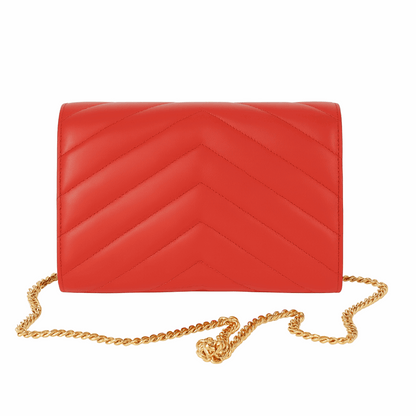 Val The Red Clutch Back side view with golden premium chain
