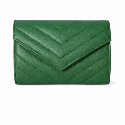 sellenes Val Summer Luxury green leather clutch