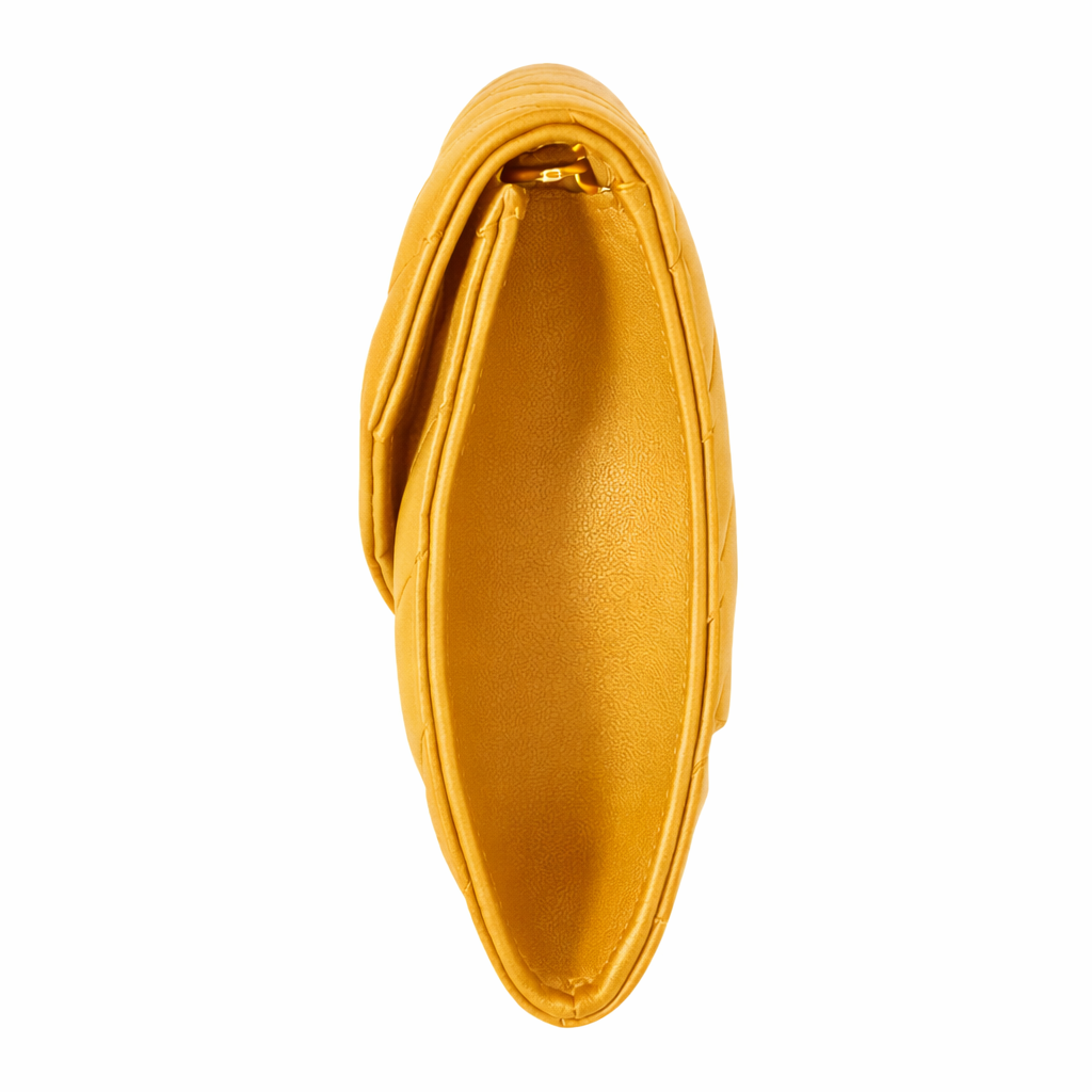 Sellenes Val Summer Luxury mutard yellow clutch side view