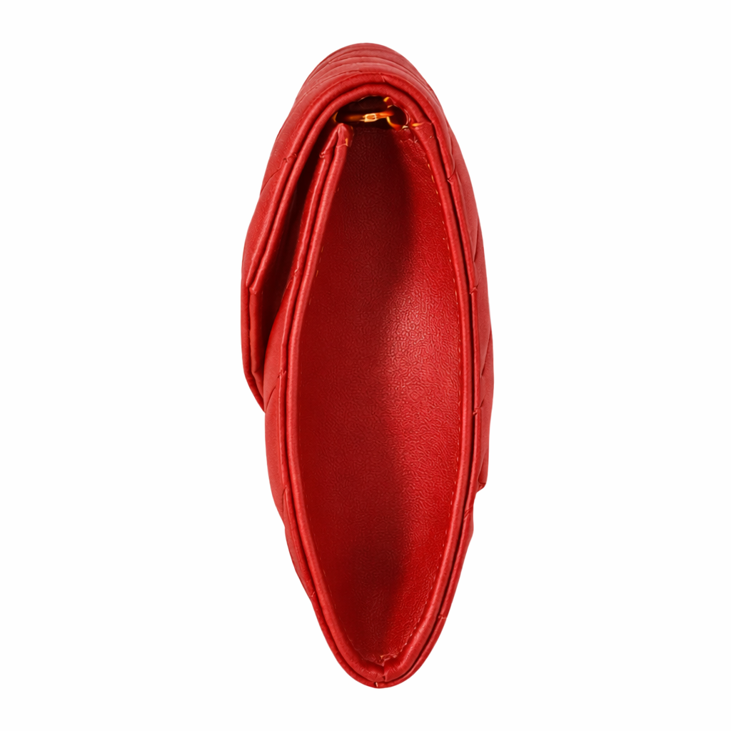 Val Summer Luxury red leather clutch Sellenes side view