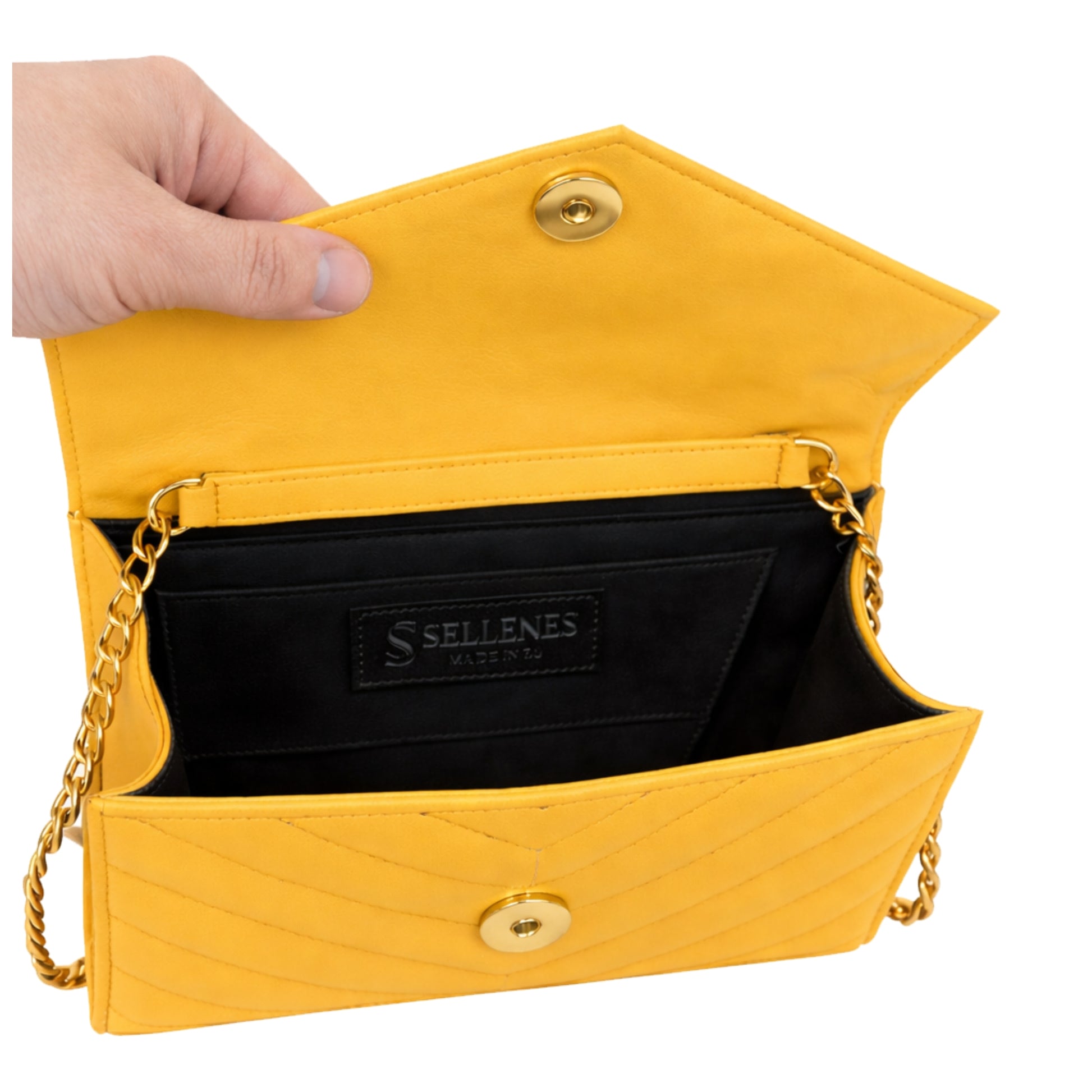 Val Summer Clutch mustard inside view Sellenes summer edition