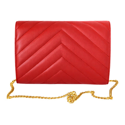 Val Summer Clutch red leather with golden accesories  back view Sellenes summer edition