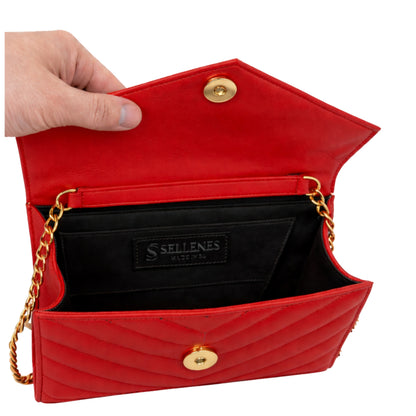 Val Summer Clutch red  gold inside view Sellenes summer edition