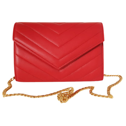Val Summer Clutch red leather with golden accesories Sellenes summer edition