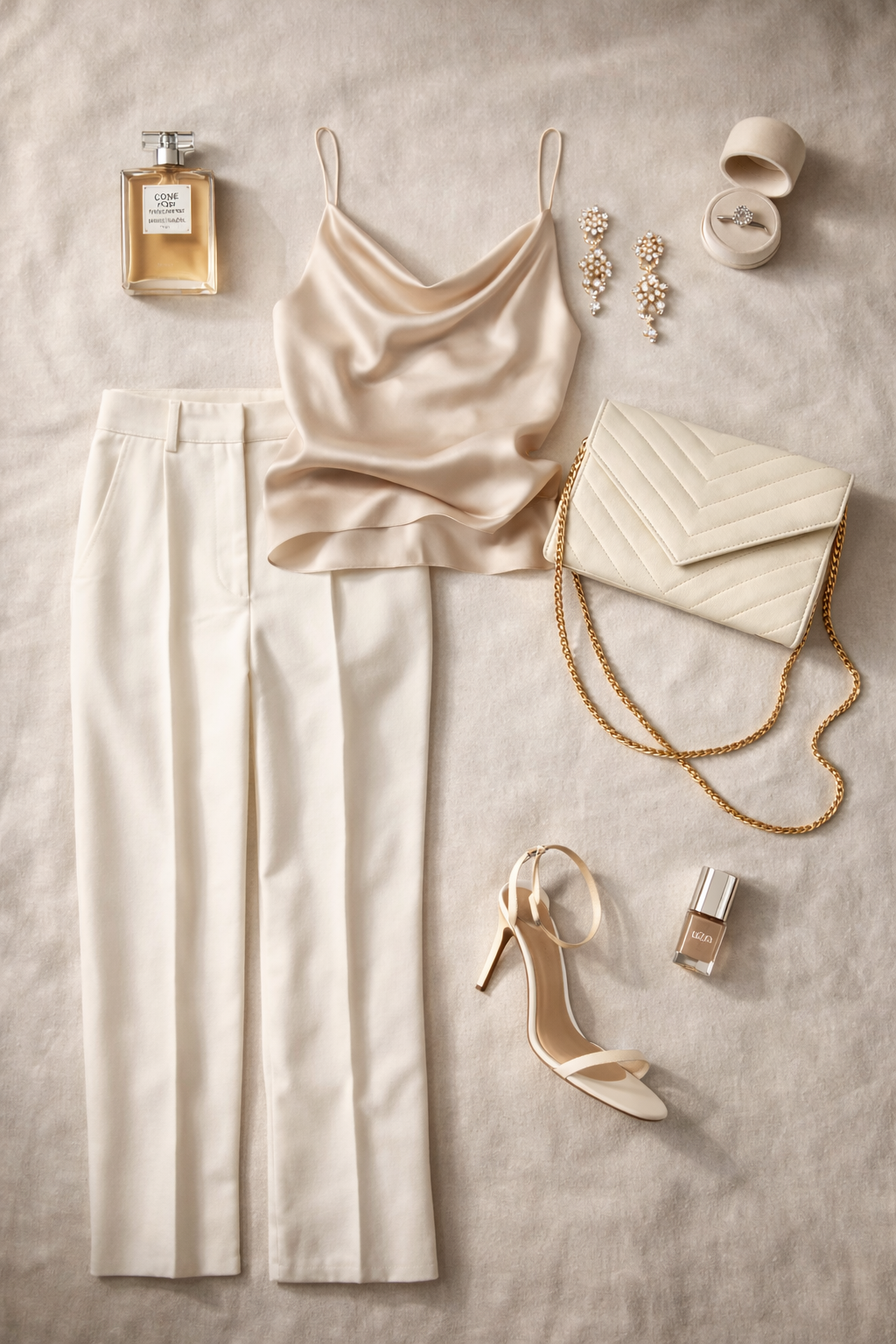 Val White clutch by Sellenes in elegant outfit