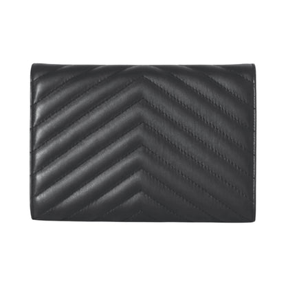 Valey slim black leather clutch