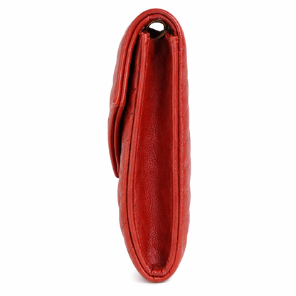 Valey Slim Red luxury clutch by Sellenes side view - red leather 