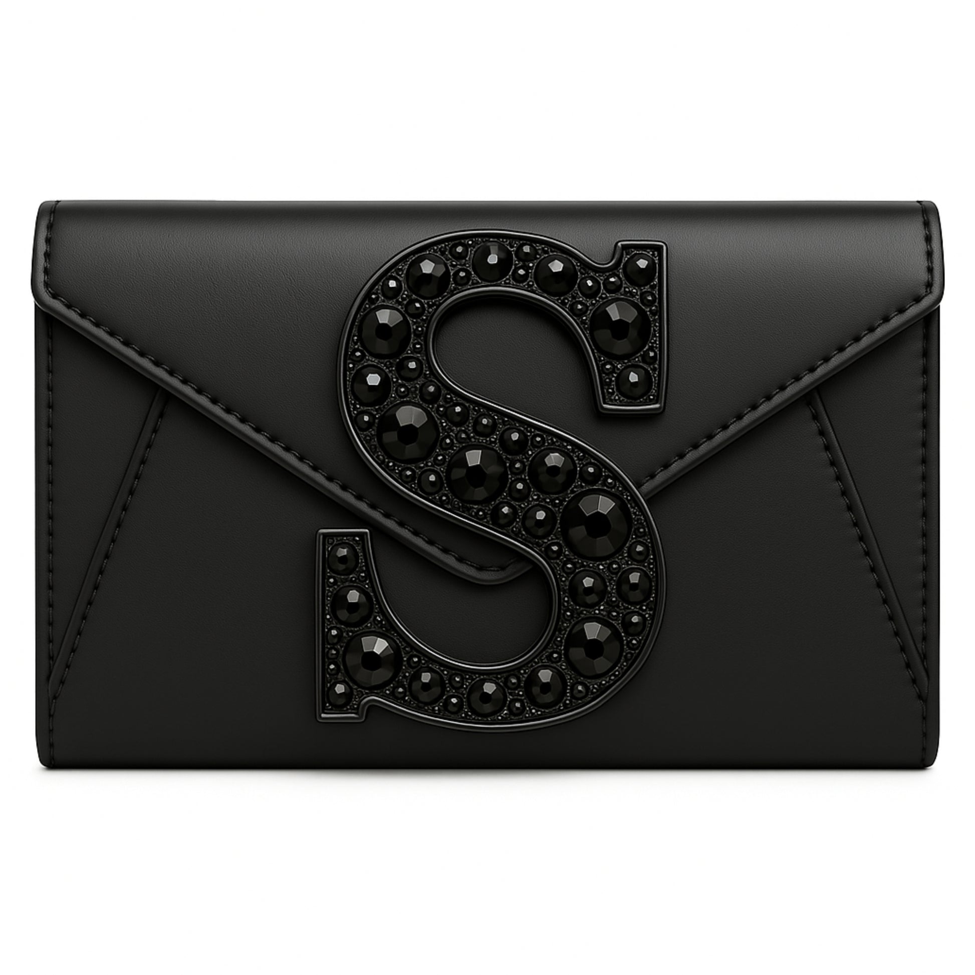 Valeya luxury Sellenes black leather clutch