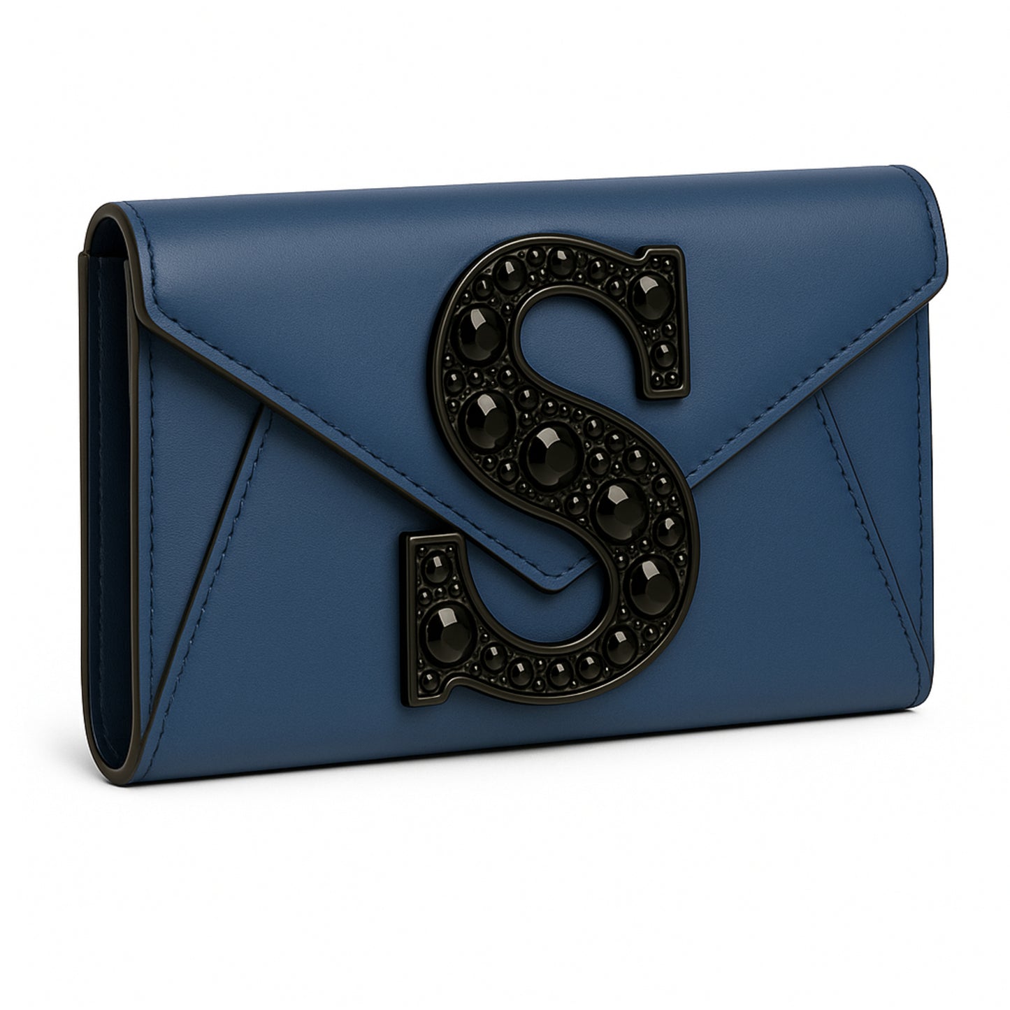 Valeya blue leather luxury clutch