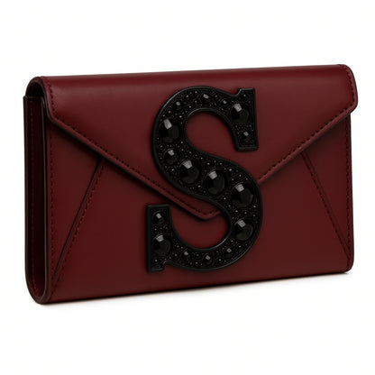 valeya red leather luxury clutch